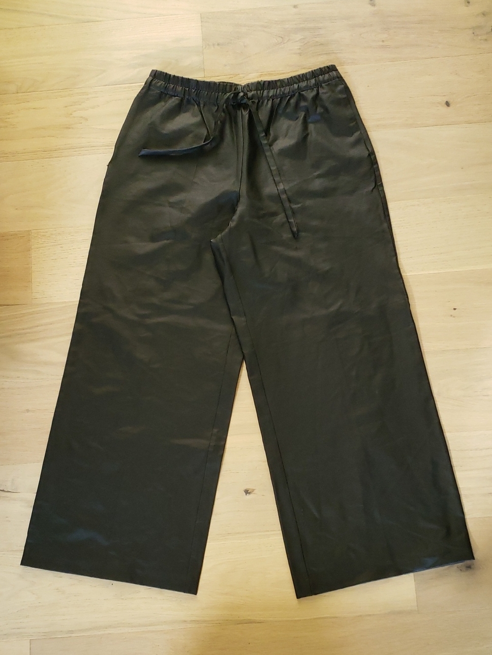 NEW Zara Matte Black Leather Pants Faux Leather High Rise Wide Leg Pants Trouser